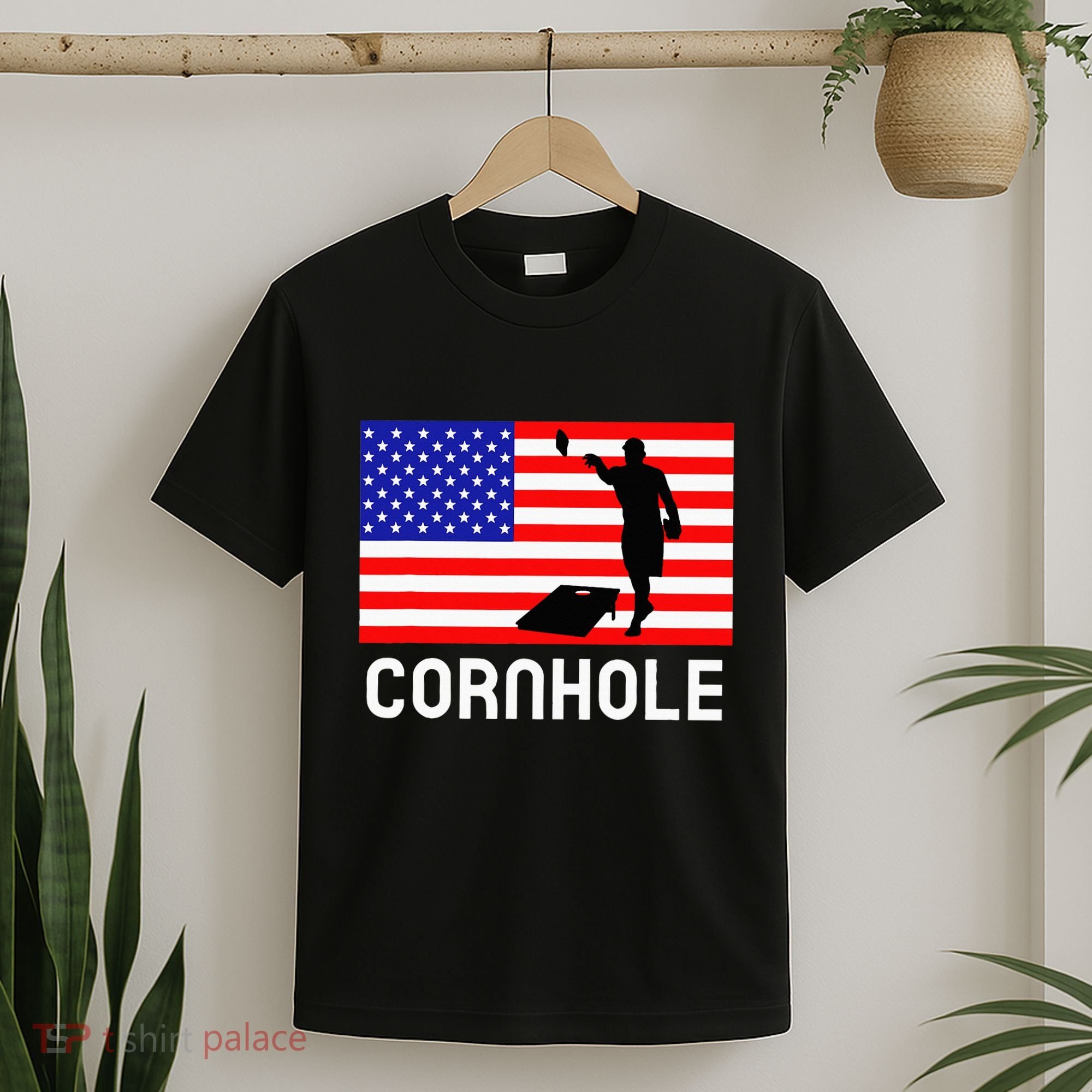 Cornhole Board Game Women American Flag Corn Hole Player T-Shirt