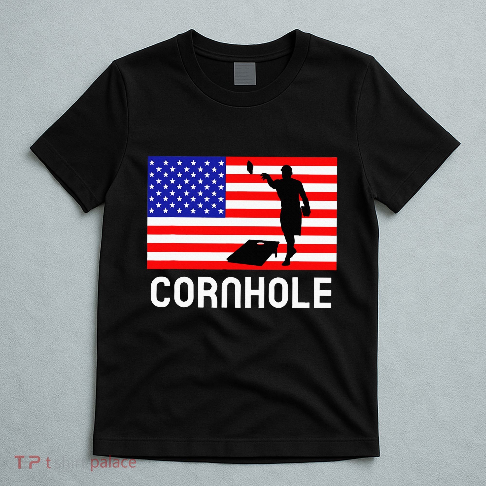 Cornhole Board Game Women American Flag Corn Hole Player T-Shirt