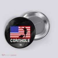 Cornhole Board Game Women American Flag Corn Hole Player Button thumb 0