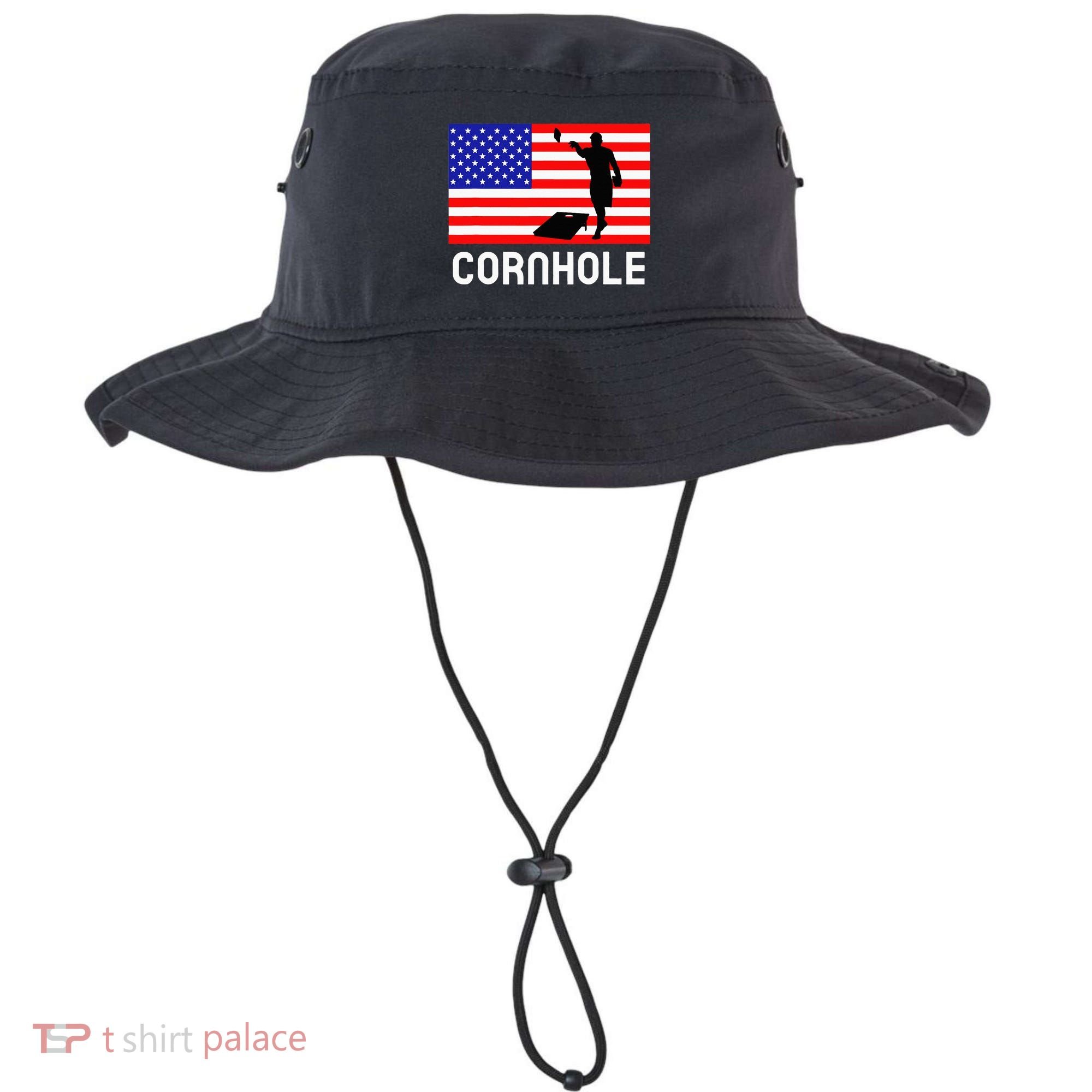 Cornhole Board Game Women American Flag Corn Hole Player Bucket Hat