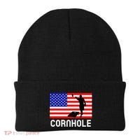 Cornhole Board Game Women American Flag Corn Hole Player Beanie thumb 0