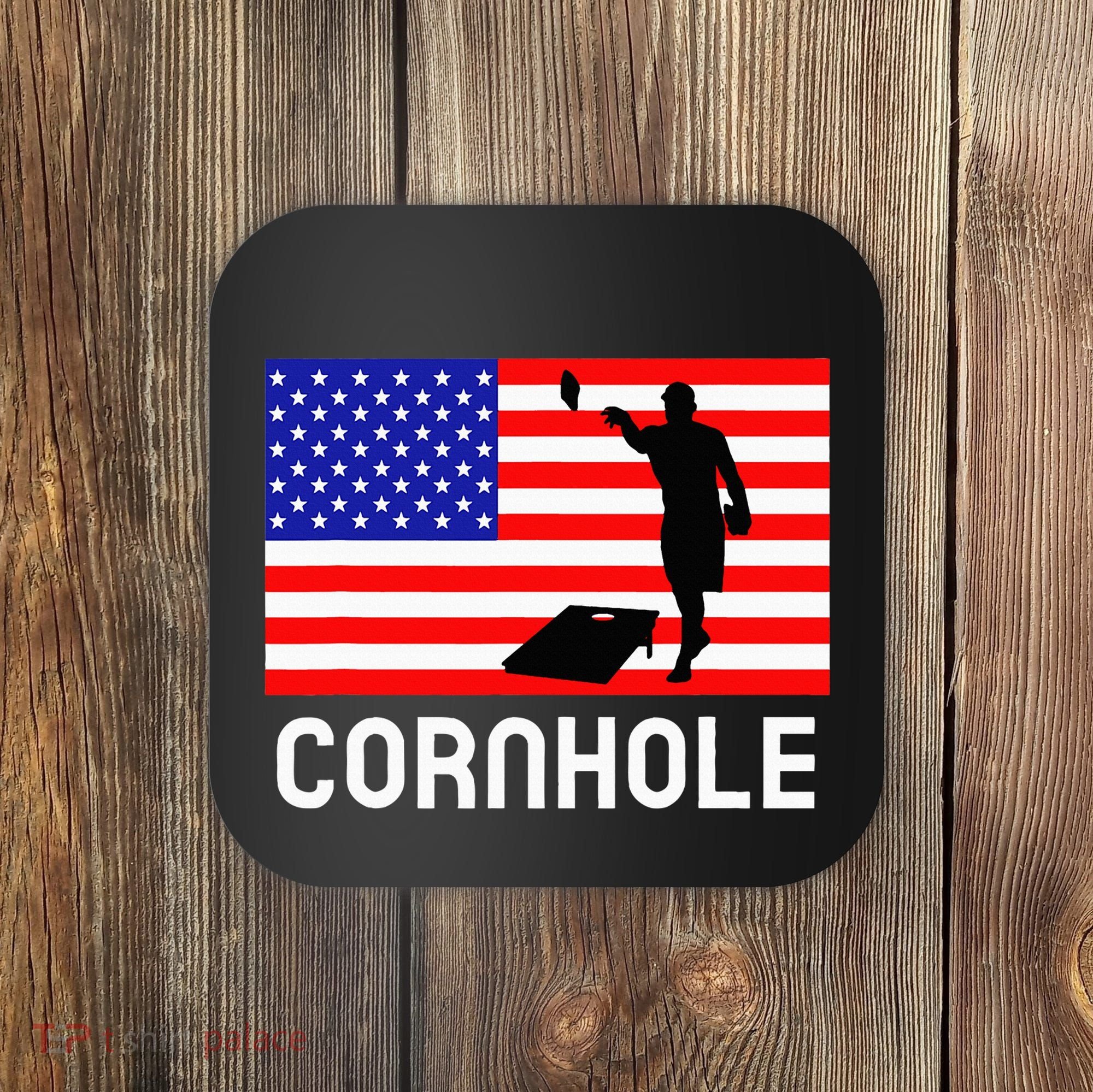 Cornhole Board Game Women American Flag Corn Hole Player Coaster