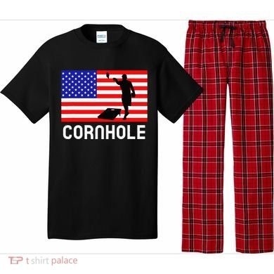 Cornhole Board Game Women American Flag Corn Hole Player Pajama Set