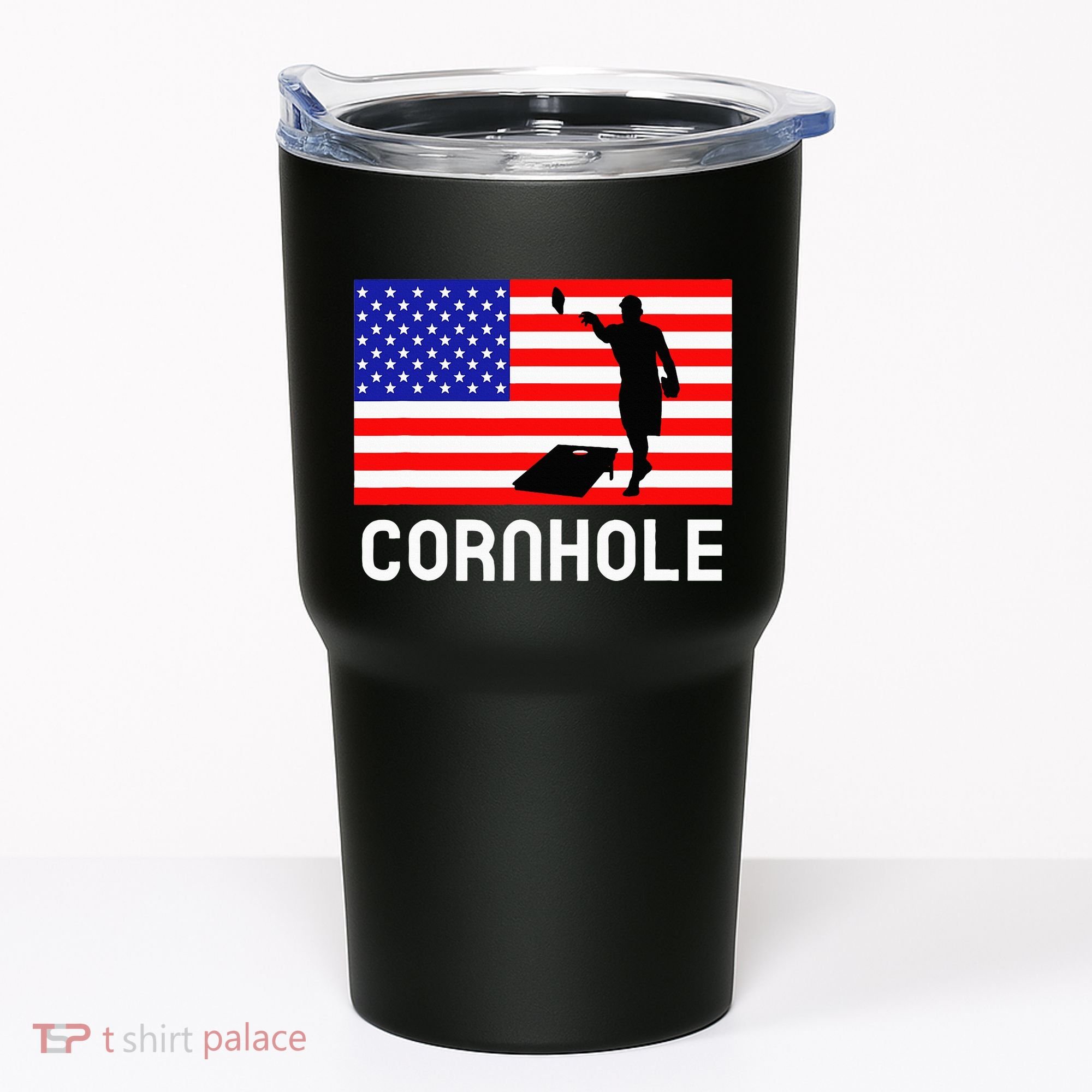 Cornhole Board Game Women American Flag Corn Hole Player Tumbler