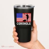 Cornhole Board Game Women American Flag Corn Hole Player Tumbler thumb 2