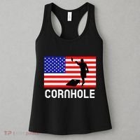 Cornhole Board Game Women American Flag Corn Hole Player Women's Tank Top thumb 3