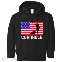 Cornhole Board Game Women American Flag Corn Hole Player Toddler Hoodie thumb 0