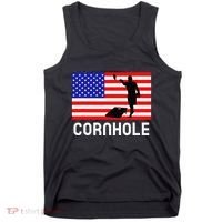 Cornhole Board Game Women American Flag Corn Hole Player Tank Top thumb 0
