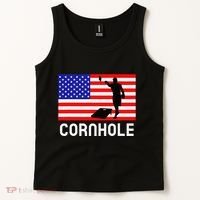 Cornhole Board Game Women American Flag Corn Hole Player Tank Top thumb 2