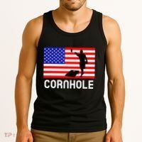 Cornhole Board Game Women American Flag Corn Hole Player Tank Top thumb 3