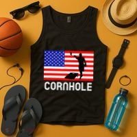 Cornhole Board Game Women American Flag Corn Hole Player Tank Top thumb 4