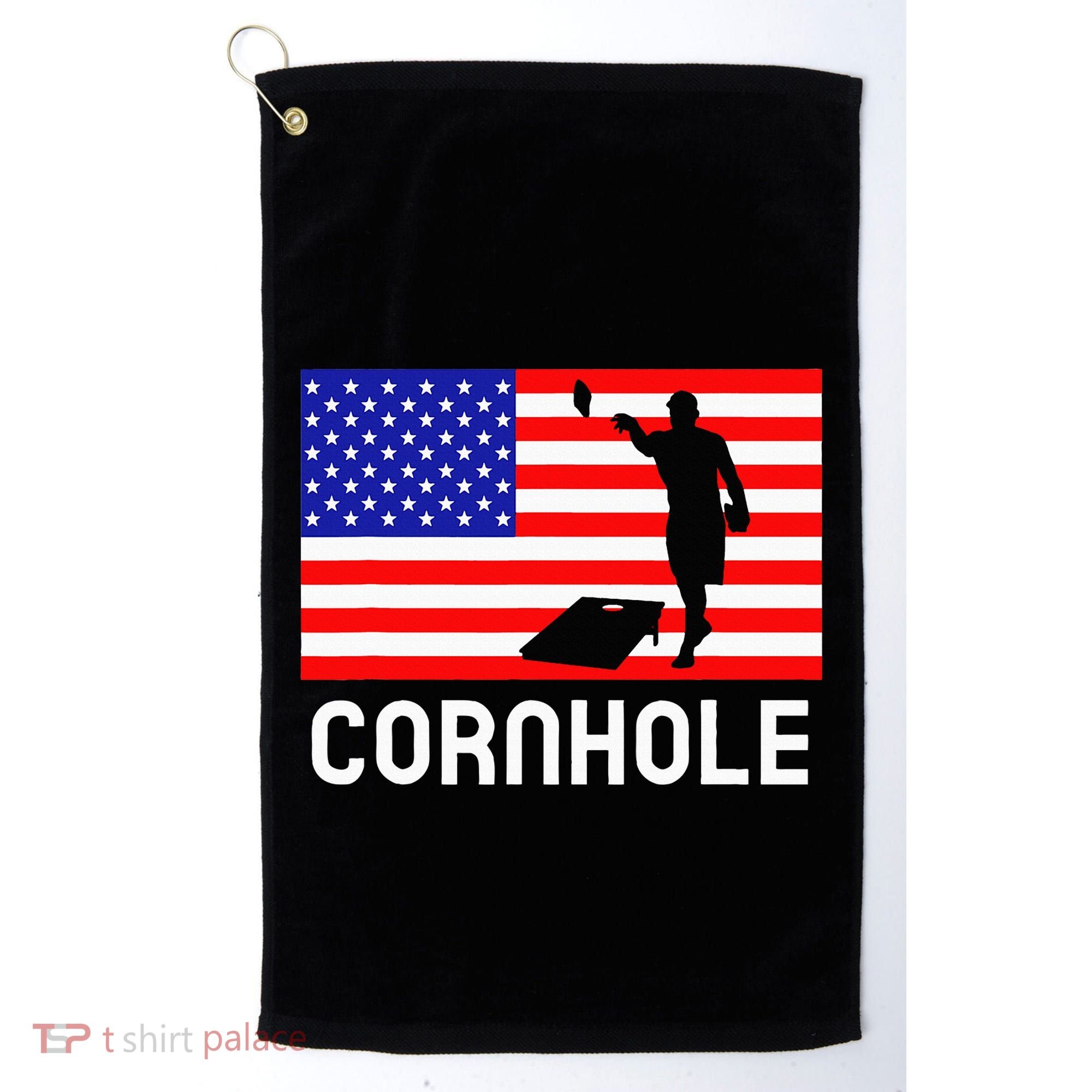 Cornhole Board Game Women American Flag Corn Hole Player Golf Towel