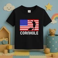 Cornhole Board Game Women American Flag Corn Hole Player Toddler T-Shirt thumb 3
