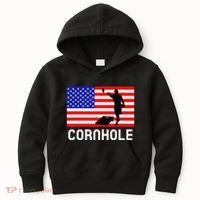 Cornhole Board Game Women American Flag Corn Hole Player Kids Hoodie thumb 0