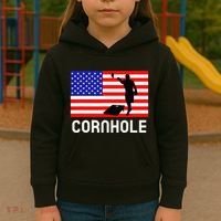 Cornhole Board Game Women American Flag Corn Hole Player Kids Hoodie thumb 3