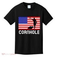 Cornhole Board Game Women American Flag Corn Hole Player Kids T-Shirt thumb 0
