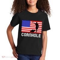 Cornhole Board Game Women American Flag Corn Hole Player Kids T-Shirt thumb 2