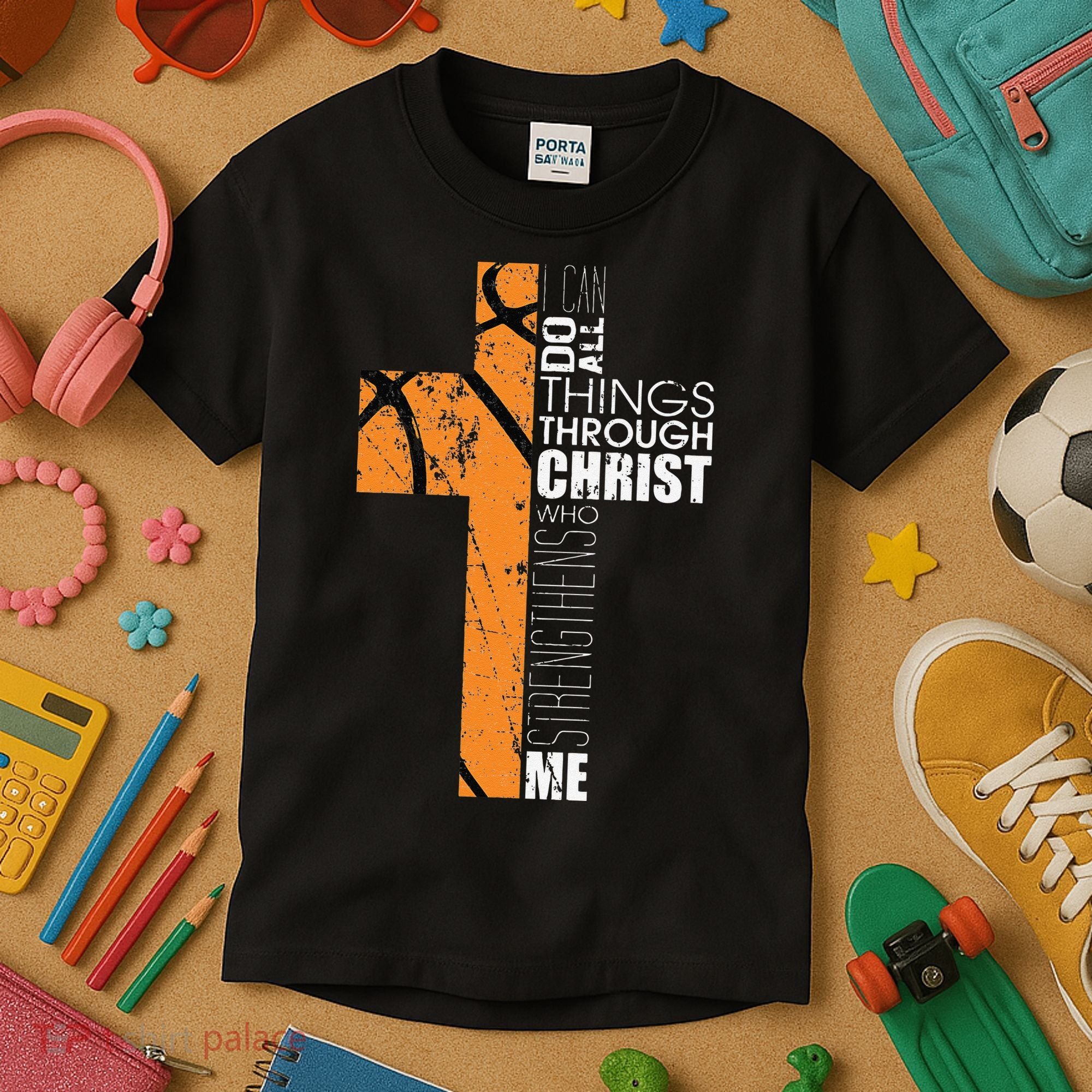 Christian Basketball Gifts Religious Verses Kids T-Shirt