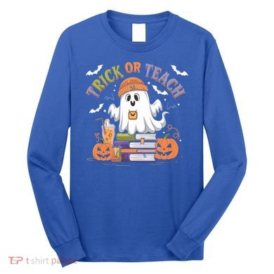 Coquette Bow Ghost Halloween Cute Ghost Trick Or Teach Candy Cute Gift Long Sleeve Shirt