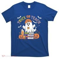 Coquette Bow Ghost Halloween Cute Ghost Trick Or Teach Candy Cute Gift T-Shirt thumb 0