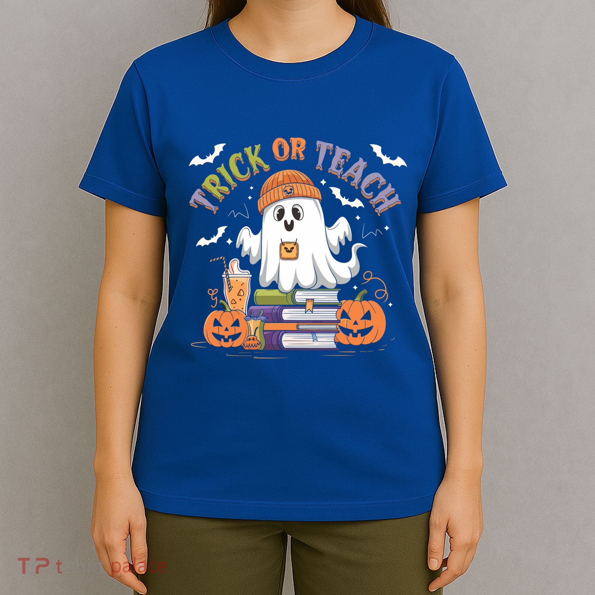 Coquette Bow Ghost Halloween Cute Ghost Trick Or Teach Candy Cute Gift T-Shirt