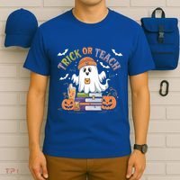 Coquette Bow Ghost Halloween Cute Ghost Trick Or Teach Candy Cute Gift T-Shirt thumb 6