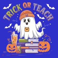 Coquette Bow Ghost Halloween Cute Ghost Trick Or Teach Candy Cute Gift T-Shirt thumb 7