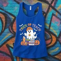 Coquette Bow Ghost Halloween Cute Ghost Trick Or Teach Candy Cute Gift Women's Tank Top thumb 3
