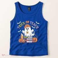 Coquette Bow Ghost Halloween Cute Ghost Trick Or Teach Candy Cute Gift Tank Top thumb 2