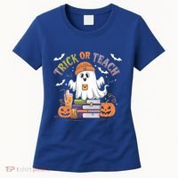 Coquette Bow Ghost Halloween Cute Ghost Trick Or Teach Candy Cute Gift Women's T-Shirt thumb 0