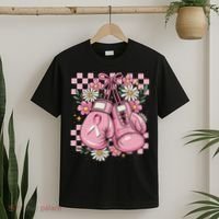 Coquette Boxing Gloves Fight Breast Cancer T-Shirt thumb 2