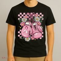 Coquette Boxing Gloves Fight Breast Cancer T-Shirt thumb 3