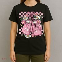 Coquette Boxing Gloves Fight Breast Cancer T-Shirt thumb 4