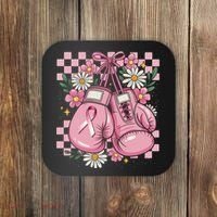Coquette Boxing Gloves Fight Breast Cancer Coaster thumb 0