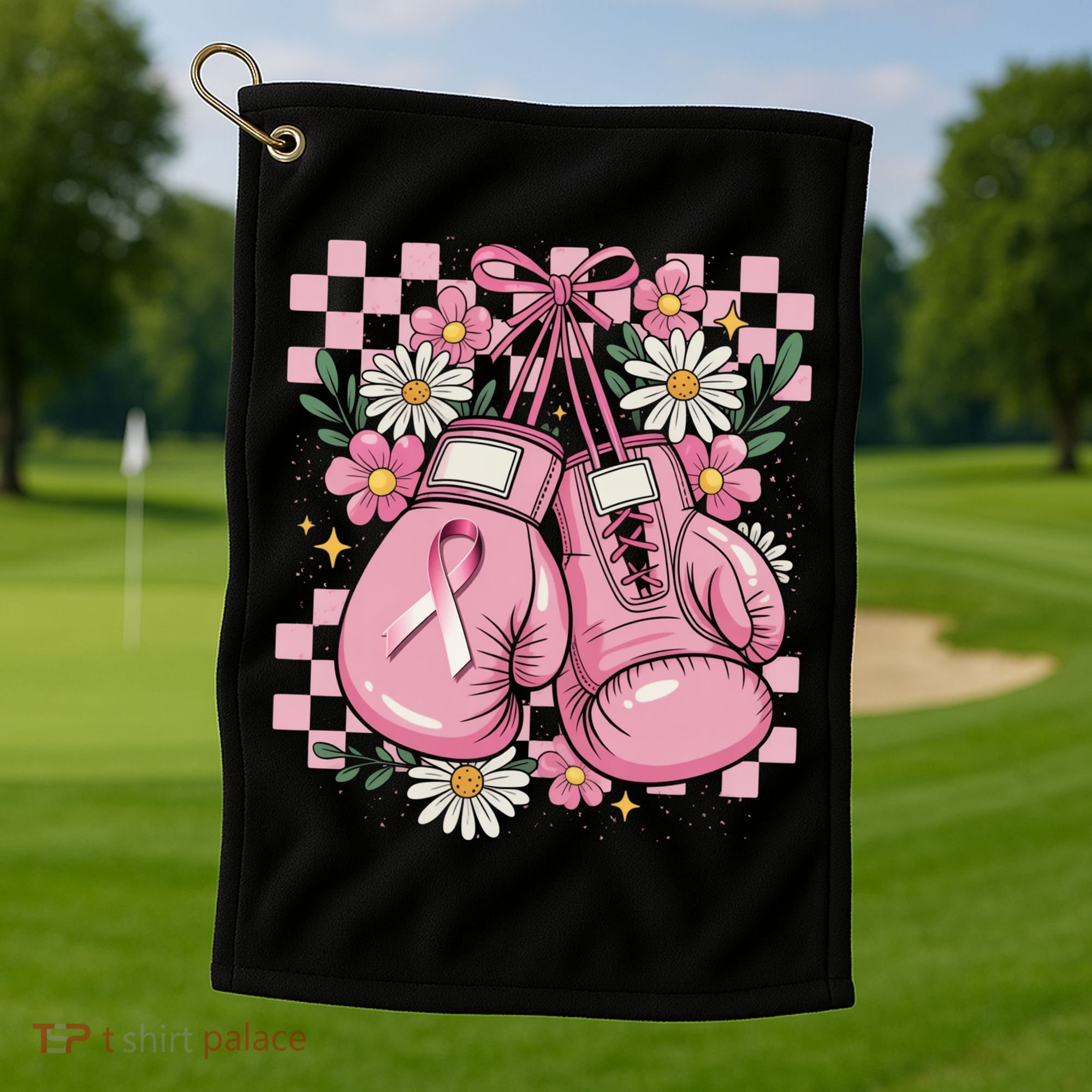 Coquette Boxing Gloves Fight Breast Cancer Golf Towel