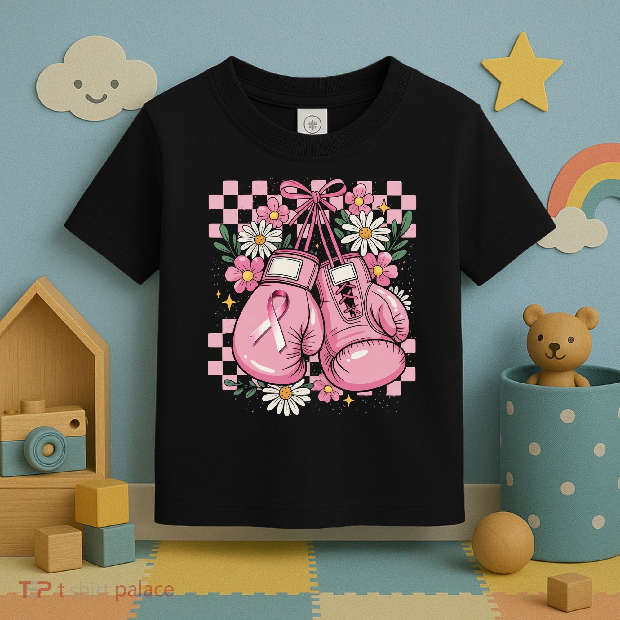 Coquette Boxing Gloves Fight Breast Cancer Toddler T-Shirt