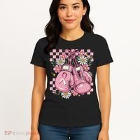 Coquette Boxing Gloves Fight Breast Cancer Women's T-Shirt thumb 4
