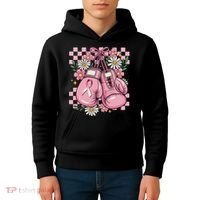Coquette Boxing Gloves Fight Breast Cancer Kids Hoodie thumb 4