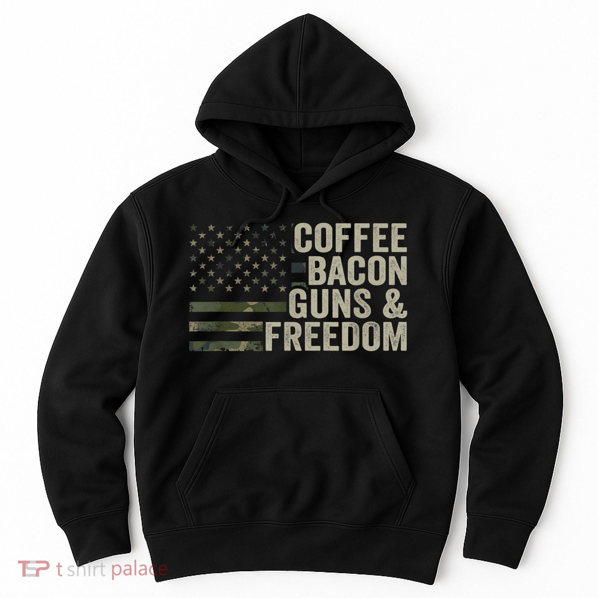 Coffee Bacon Guns & Freedom BBQ Grill Gun Camouflage Flag Hoodie