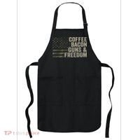 Coffee Bacon Guns & Freedom BBQ Grill Gun Camouflage Flag Apron thumb 0