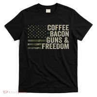 Coffee Bacon Guns & Freedom BBQ Grill Gun Camouflage Flag T-Shirt thumb 0