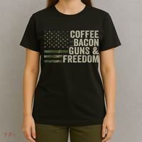 Coffee Bacon Guns & Freedom BBQ Grill Gun Camouflage Flag T-Shirt thumb 4