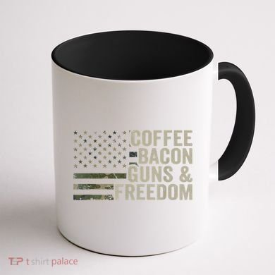 Coffee Bacon Guns & Freedom BBQ Grill Gun Camouflage Flag Coffee Mug back