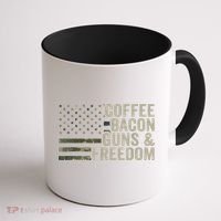 Coffee Bacon Guns & Freedom BBQ Grill Gun Camouflage Flag Coffee Mug thumb 1