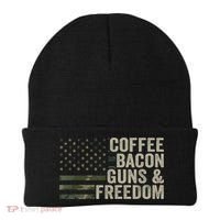 Coffee Bacon Guns & Freedom BBQ Grill Gun Camouflage Flag Beanie thumb 0