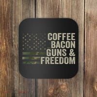 Coffee Bacon Guns & Freedom BBQ Grill Gun Camouflage Flag Coaster thumb 0