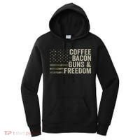 Coffee Bacon Guns & Freedom BBQ Grill Gun Camouflage Flag Women's Hoodie thumb 0