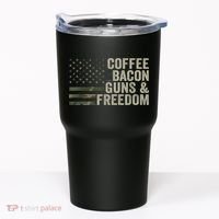 Coffee Bacon Guns & Freedom BBQ Grill Gun Camouflage Flag Tumbler thumb 0