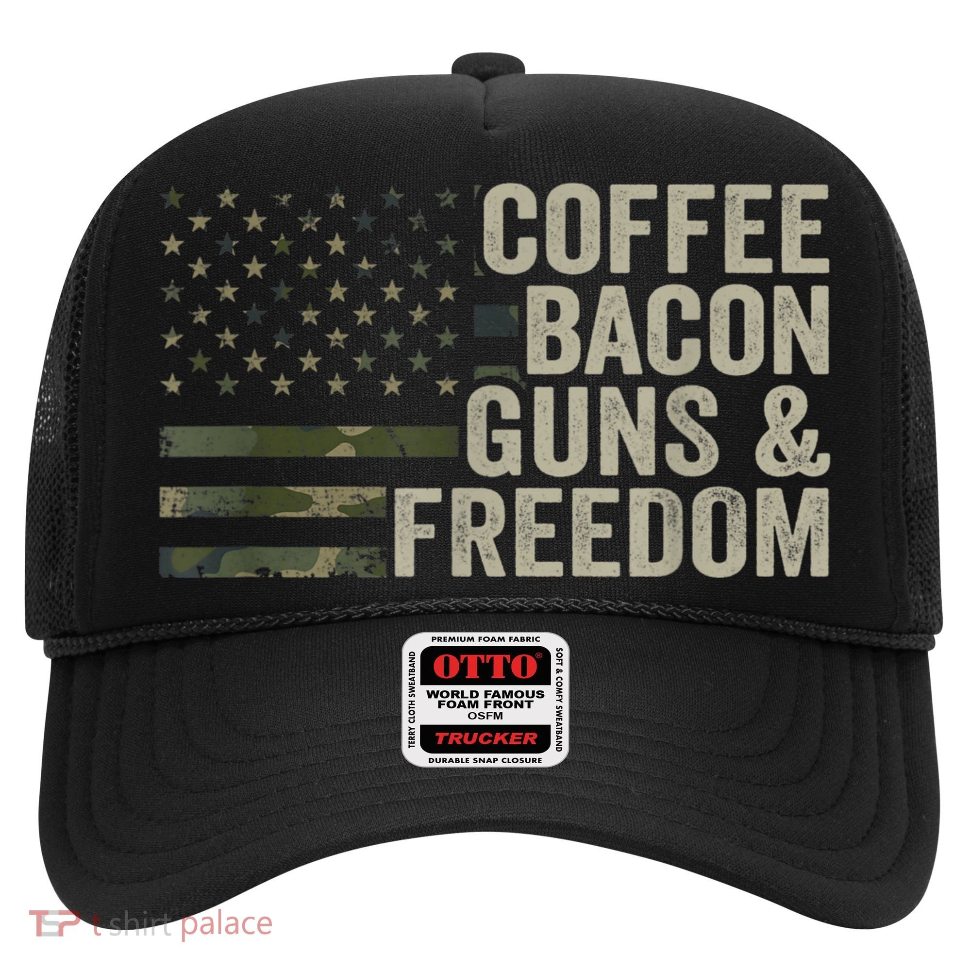 Coffee Bacon Guns & Freedom BBQ Grill Gun Camouflage Flag Hat