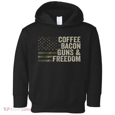 Coffee Bacon Guns & Freedom BBQ Grill Gun Camouflage Flag Toddler Hoodie